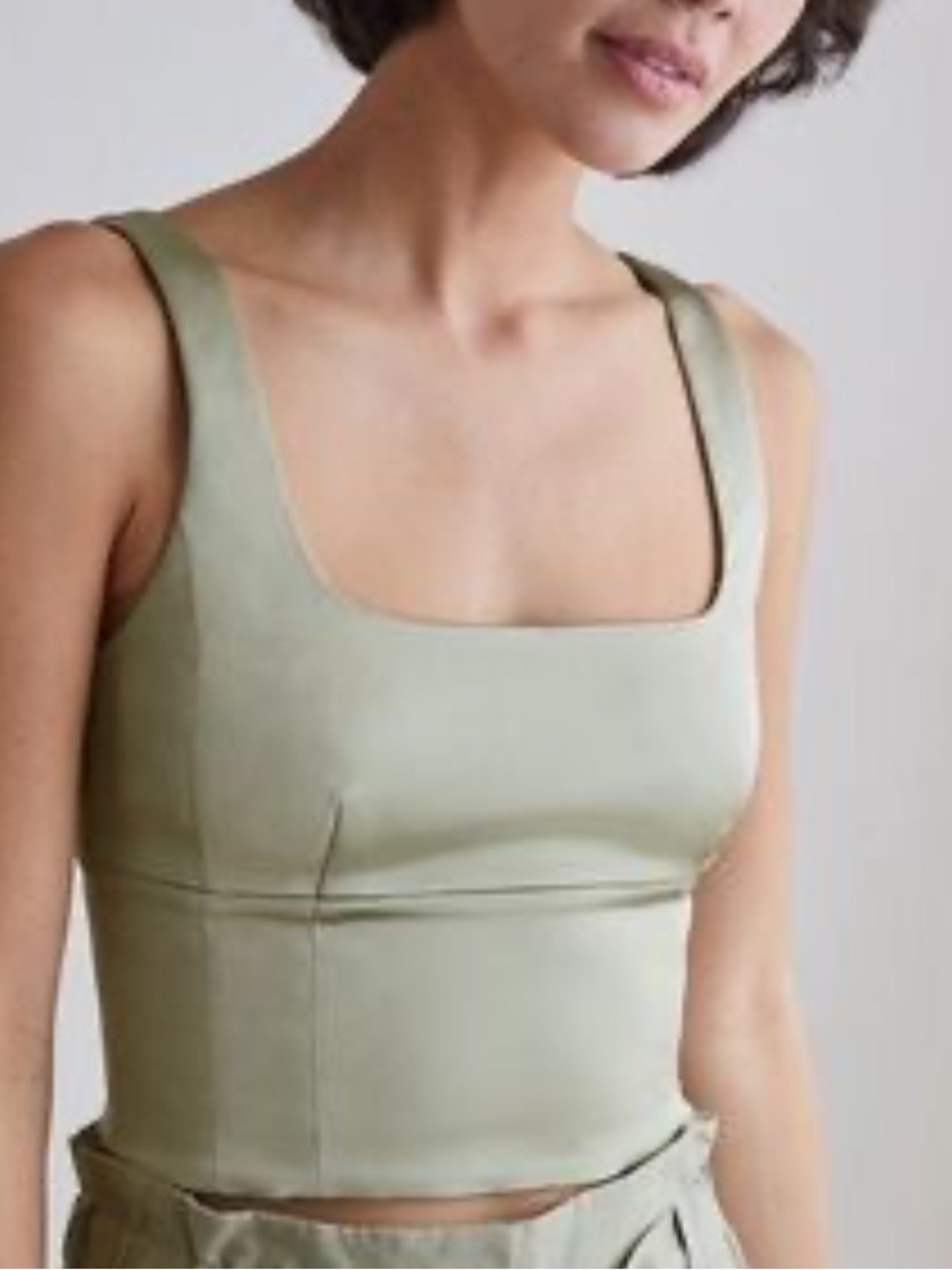 Wilfred Sage Green Square-Neck Cropped Tank